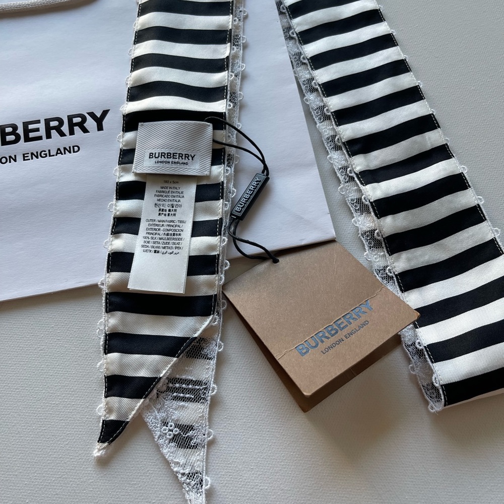 NWT BURBERRY Silk Bandeau Scarf 🤍❤️ - Picture 3 of 11